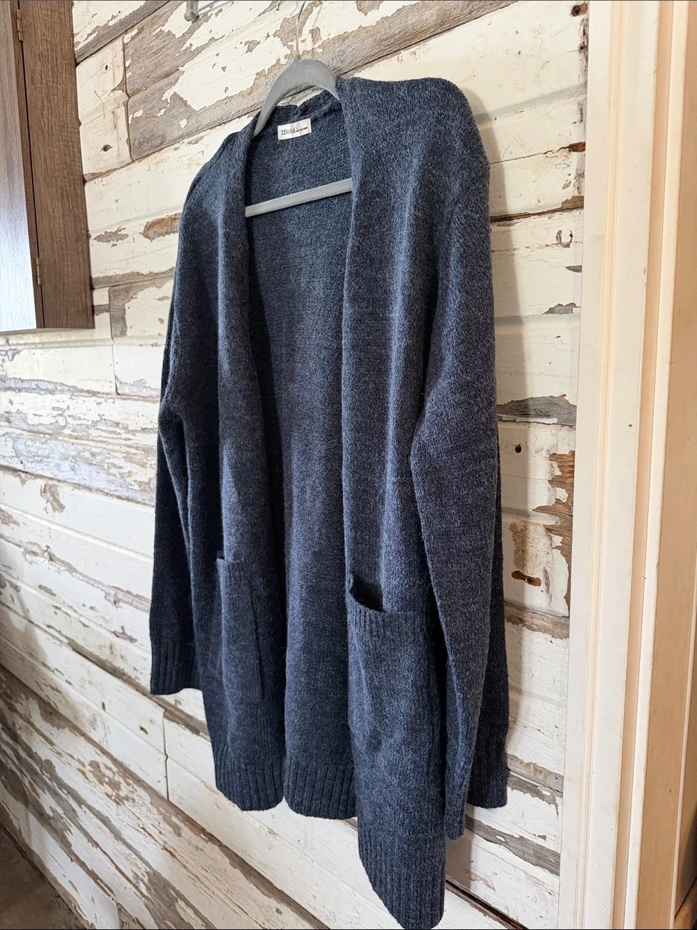 Zenana Outfitters Charcoal Open-Front Pocket Cardigan